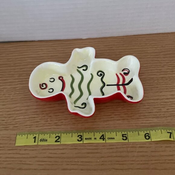 Ceramic Christmas Tree and Gingerbread Man Dishes Candy Serving Trinket Holiday - Picture 7 of 8